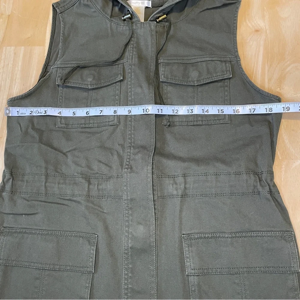 Matty M Cargo Vest - Olive Green - Picture 6 of 10